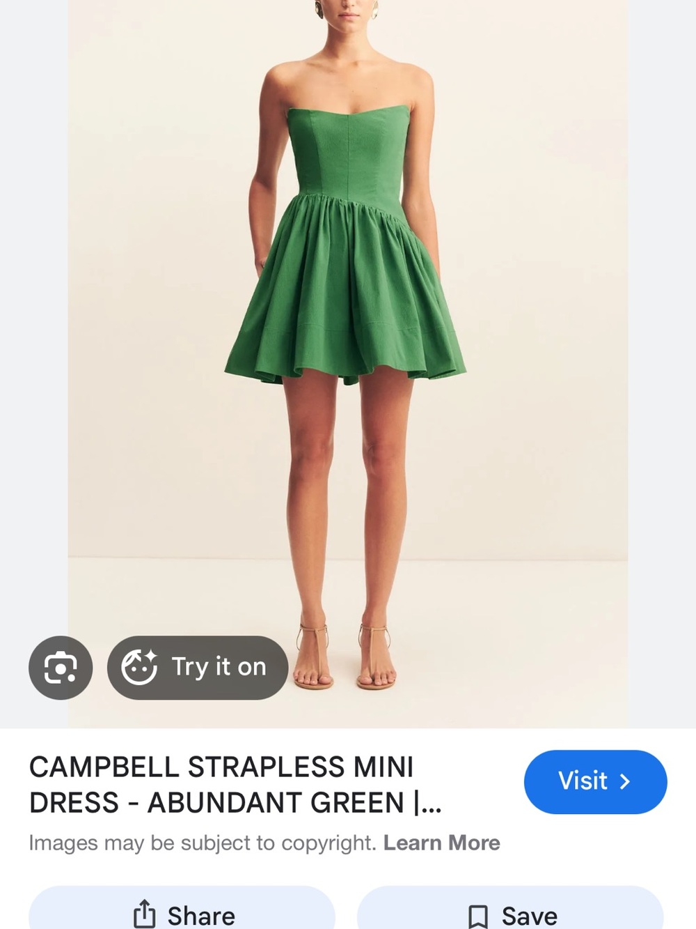 Shona Joy Campbell Strapless Mini Dress in Abundant Green